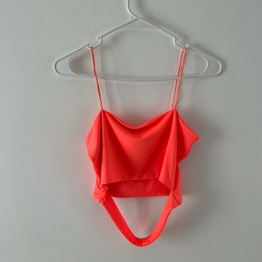 Neon crop cutout top